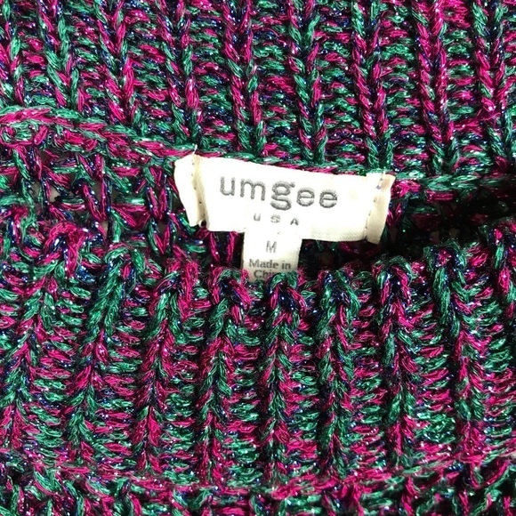 Umgee Multicolor Lurex Crewneck Long Sleeve Chunky Pullover Sweater M - Picture 6 of 6